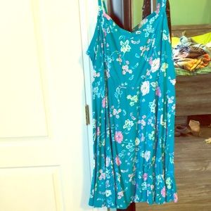 Blue floral spaghetti strap summer dress.
